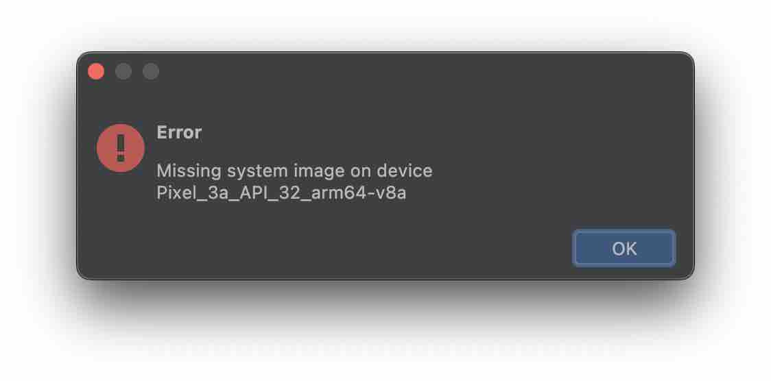 Android Studio - Error - Missing system image on device